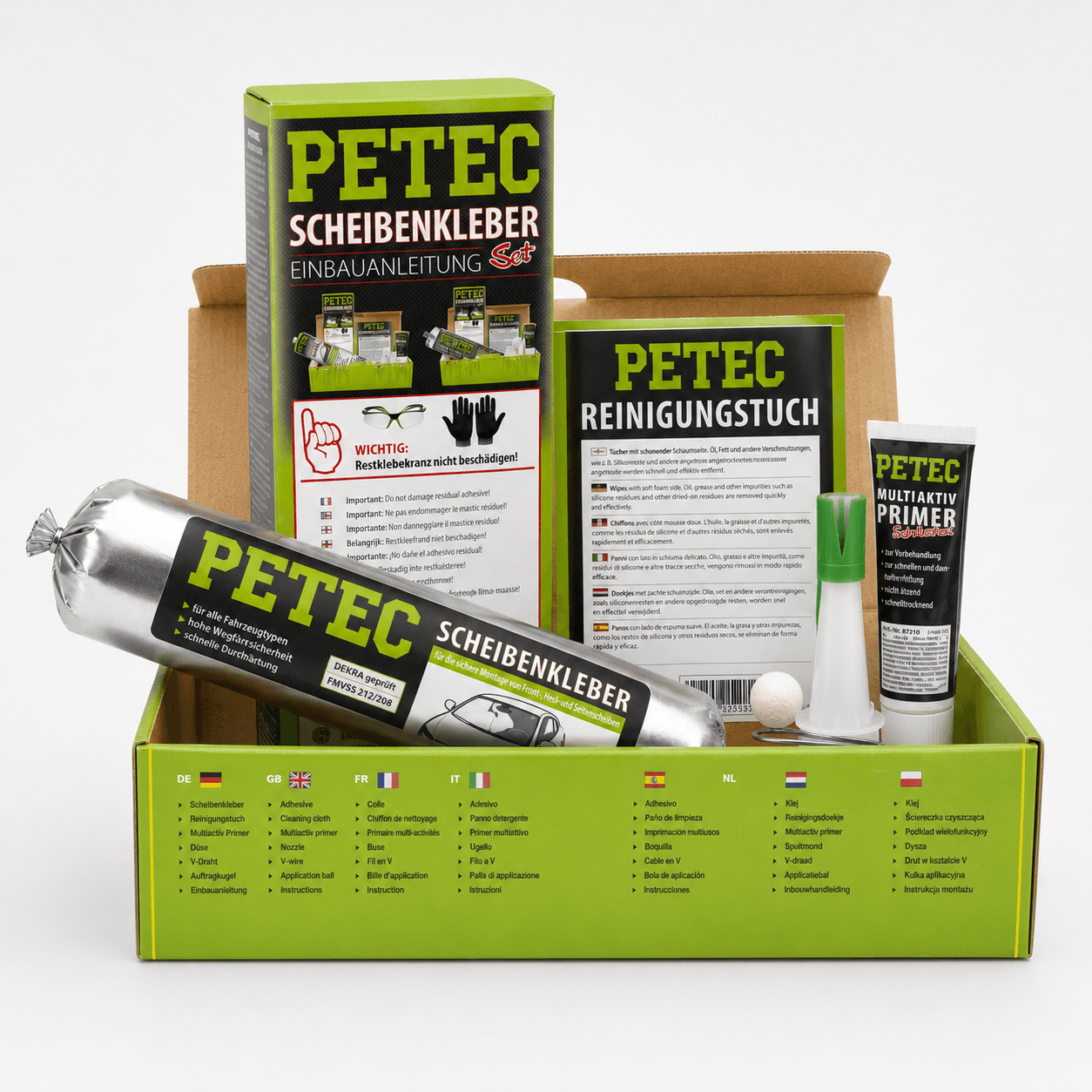 PETEC Scheibenkleberset 400 ml Folienbeutel